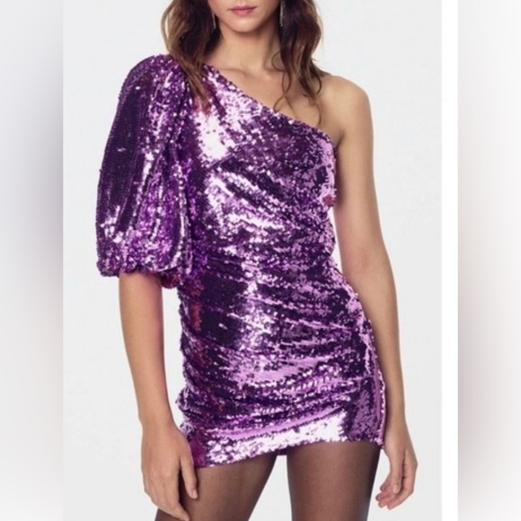 For Love and Lemons X Revolve Madeleine Purple Sequin Cocktail Mini Dress - Picture 2 of 5